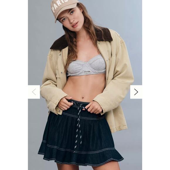 Anthropologie Pilcro Sporty Tiered Denim Mini Skirt Size Medium - Picture 2 of 16